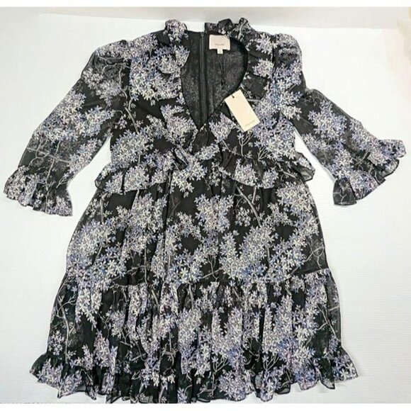 Cinq à Sept Emori Women's Floral Ruffle Minidress Size 0 (MSRP $395) - Picture 4 of 6
